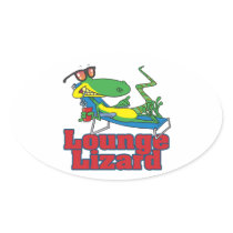 lounging lounge lizard cartoon oval sticker