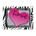Love 1 Corinthians 13 Hearts Pink Zebra postcards