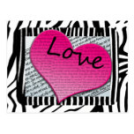 Love 1 Corinthians 13 Hearts Pink Zebra Postcard