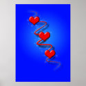 Love and Hearts on Blue posters