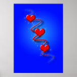 Love and Hearts on Blue posters