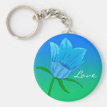 Love and  Romance Blue Flower Keychain