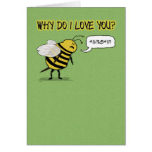 Love and romance card: Bee Cuss