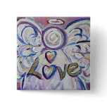 Love Angel Word Art Button Pendant Pin
