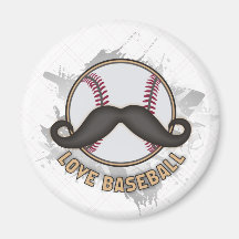 'LOVE BASEBALL' sport moustache Magnet