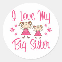 Love Big Sister Pink Girls Sticker