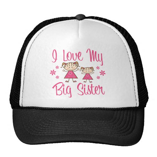 Love Big Sister Pink Girls Trucker Hats