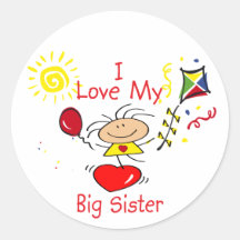 Love Big Sister Stick Figure Girl Stickers