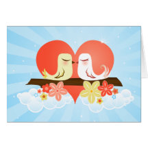 Love Birds - Blue Greeting Card