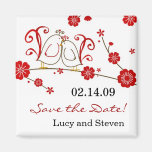 Love Birds & Cherry Blossoms Save the Date Fridge Magnets