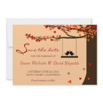 Love Birds Falling Hearts Oak Tree Save the Date