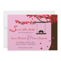Love Birds Falling Hearts Oak Tree Save the Date