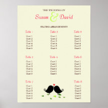 Love Birds Falling Hearts Oak Tree Seating Chart Print