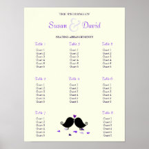 Love Birds Falling Hearts Oak Tree Seating Chart Posters