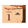 Love Birds Falling Hearts Oak Tree Table Number