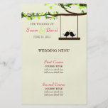 Love Birds Falling Hearts Oak Tree Wedding Menu Custom Flyer