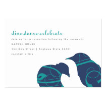 Love Birds & Feather - Teal and Navy Info Card