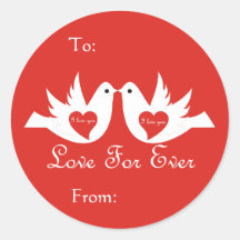 Love Birds Gift tag Round Stickers