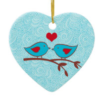 Love Birds Heart Ornament