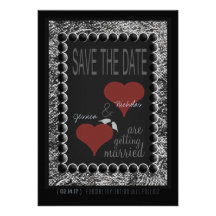 Love Birds Hearts Black White Save the Date Cards