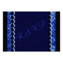 Love Birds Hearts Blue Wedding RSVP Cards
