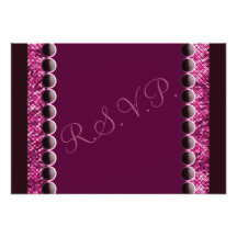 Love Birds Hearts Purple Wedding RSVP Cards