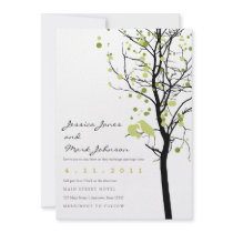 Love Birds in Polka Dot Tree Personalized Invitation
