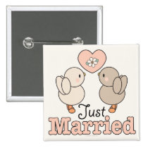 Love Birds Just Married Button buttons
