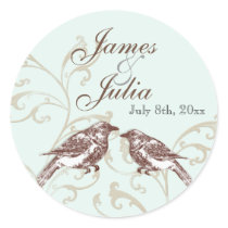Love Birds 'n Lace - Aqua Wedding Seal
