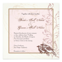 Love Birds 'n Lace - Rose Wedding Invitation