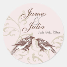 Love Birds 'n Lace - Rose Wedding Seal Sticker