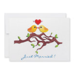 Love Birds on a Branch Just Married invitations