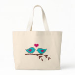 Love Birds on green Canvas Bag
