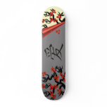 Love Birds On Sakura Tree And Chinese Love Symbol Skateboard Deck