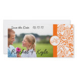 Love Birds Orange Damask Save the Date photo cards