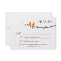 Love Birds RSVP Card (orange & white)