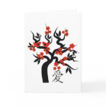 Love Birds Sakura cherry tree Chinese love symbol Greeting Cards