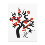 Love Birds Sakura cherry tree Chinese love symbol Postcard