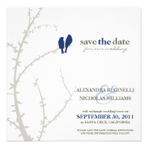 Love Birds Save the Date Announcement (navy)