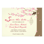 Love Birds Vintage Cage Cherry Blossom Save Date Custom Invitation