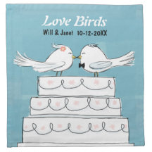 Love Birds Wedding Cake Bride & Groom Kiss Napkins