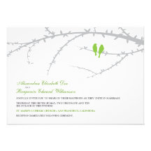 Love Birds Wedding Invitation (green apple)