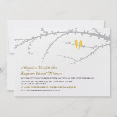 Love Birds Wedding Invitation yellow by TheWeddingShoppe