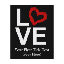 LOVE, Black and White with Red Sketched Heart Flyers