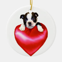 Love Boston Terrier ornament