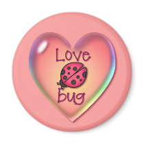 LOVE BUG & HEART BUBBLE by SHARON SHARPE Fridge Magnets
