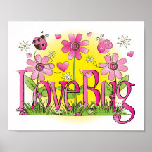 Love Bug Lady Bug Girls Room Wall Art Print