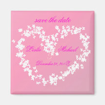 Love, butterflies heart, save the date fridge magnet