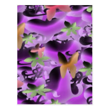 Love & Butterflies in Pink Purple Postcards
