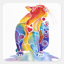Love Cat in Rainbow Colours Sticker